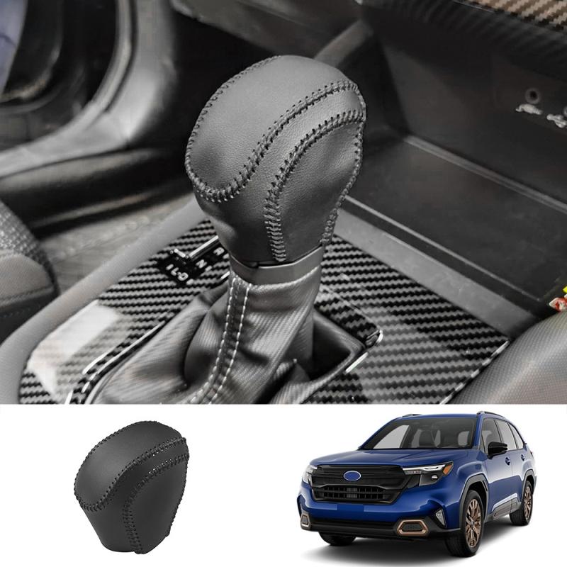 For Subaru Forester 2025 2026  Car leather gear Head Knob handle Gear Shift Collars Handbrake Grip Cover Interior Accessories