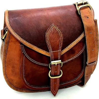 Handmade Women Vintage Style Genuine Leather Crossbody Shoulder Bag Crossover Satchel Ladies Purse Tote Handbags Travel