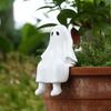 Sitting Ghost Figurine Halloween Ghost Statue Resin Desk Ghost Ornament for Indoor Planter Bookshelf Cabinet Decoration