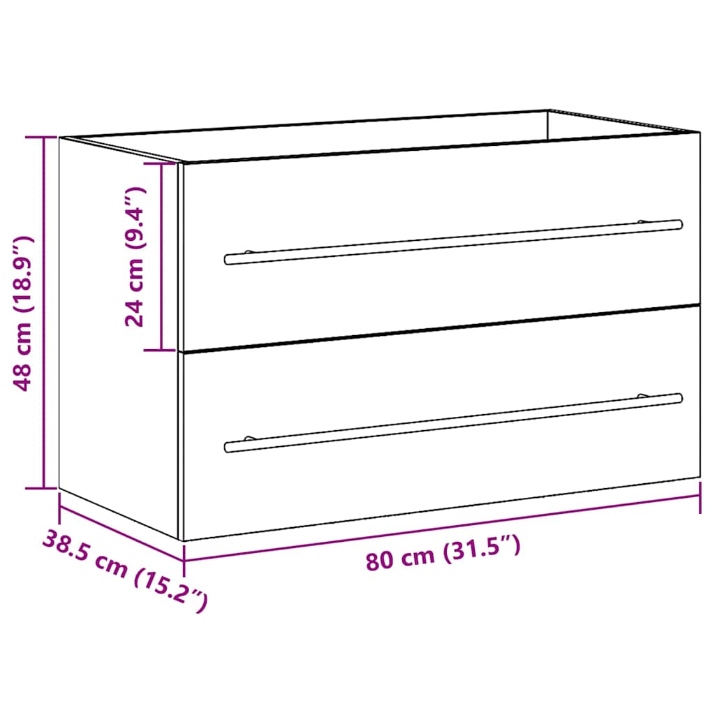 Artisan Oak Bathroom Vanity Unit 80 X 38.5 X 48 Cm
