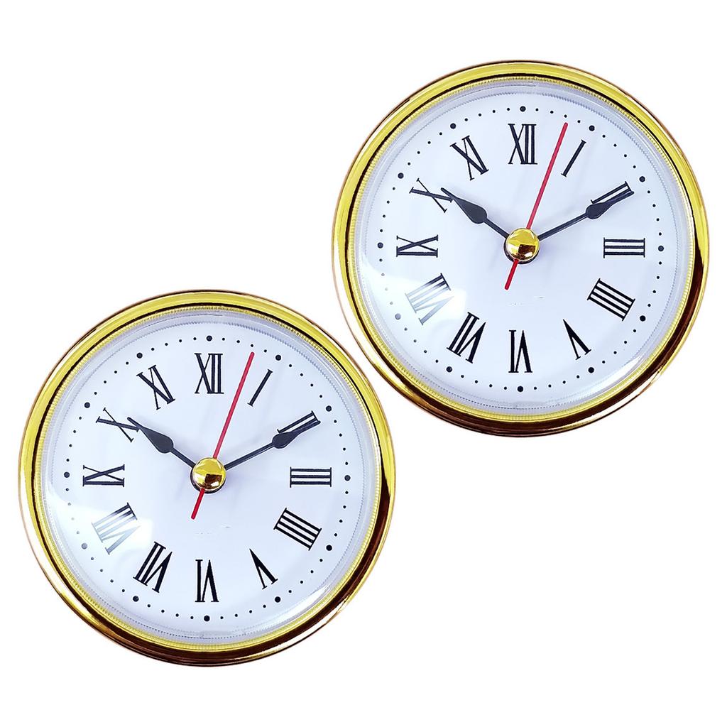 2Pcs Elegant 65MM Quartzs Clock Insert for DIY Repair with Roman/Arabic Numerals and Gold Silver Trim for Clock Creation