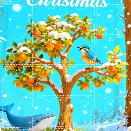 Advent Calendar 2025 24-Day Christmas Countdown Calendar with 24 Animal Ornaments Rustic 2D Acrylic Animal Hanging Decoration for Home Party Decor