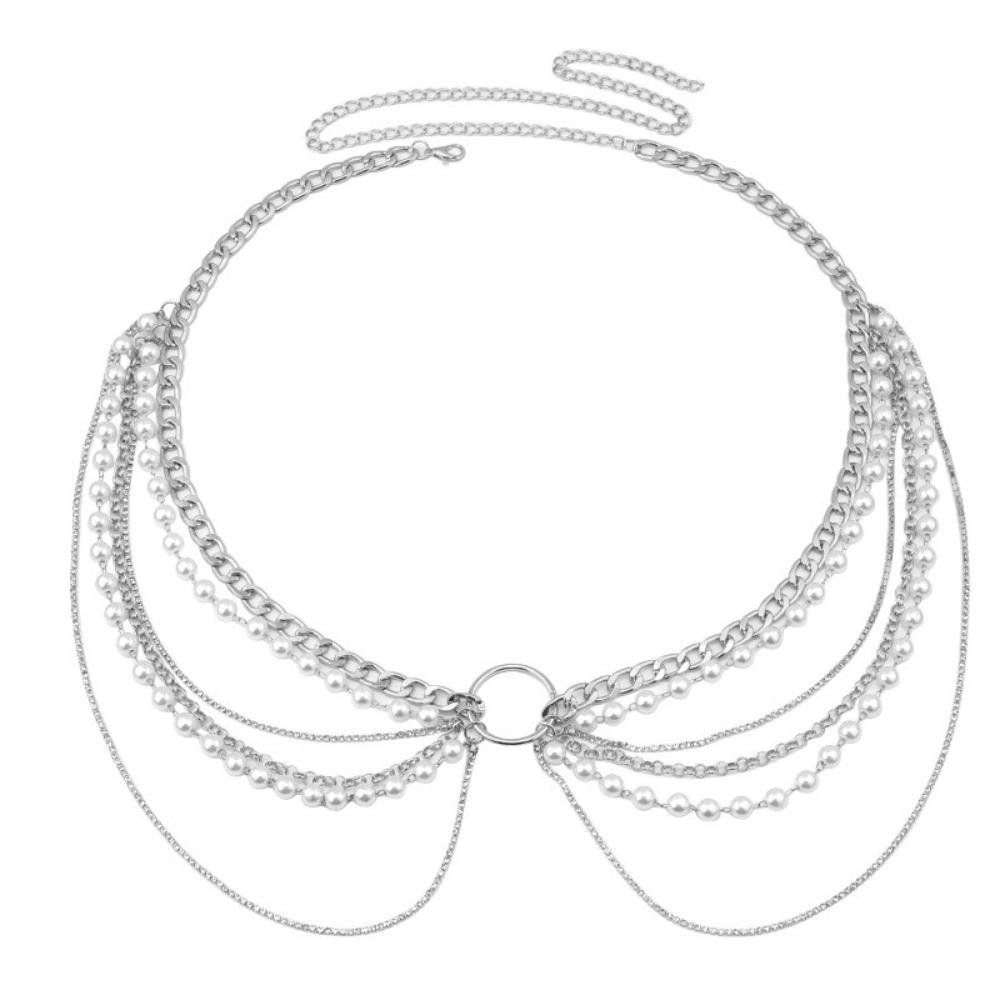 

Hip High Waist Chain Metal Pearl Waistband Fashion Tassel Body Chain Dress Accessories