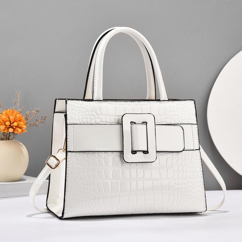 Taizhou Patent Leather Croc-Pattern Women's Versatile Handbag - Large Capacity Shoulder & Crossbody Mom Bag