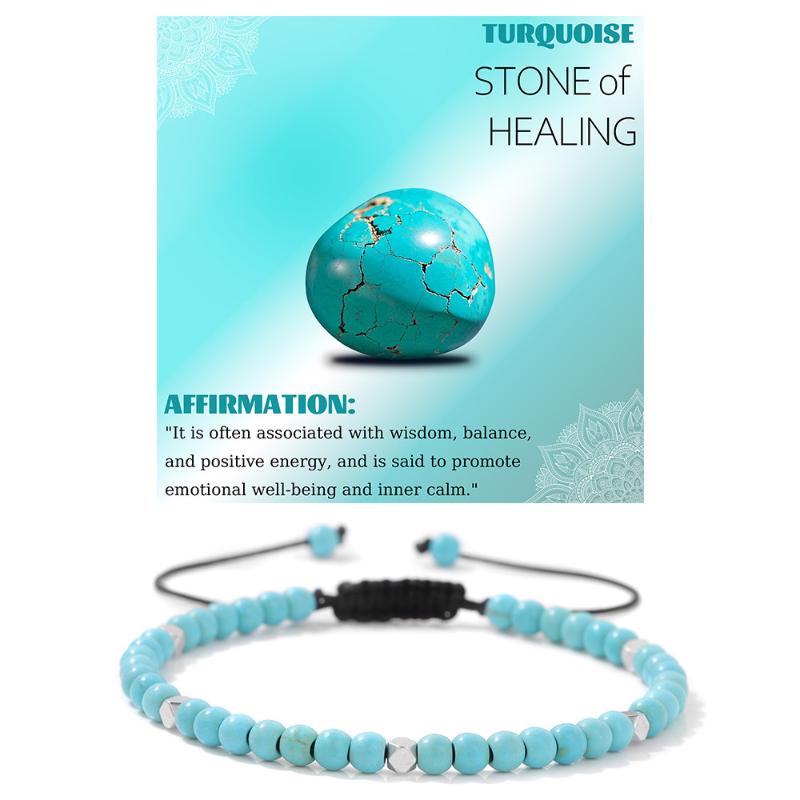 Pulseira Ajustável Trançada com Contas de Hematita de 4mm e Pedra Natural Adequada Para Homens e Mulheres Uso Diário Presente de Feriado Joias