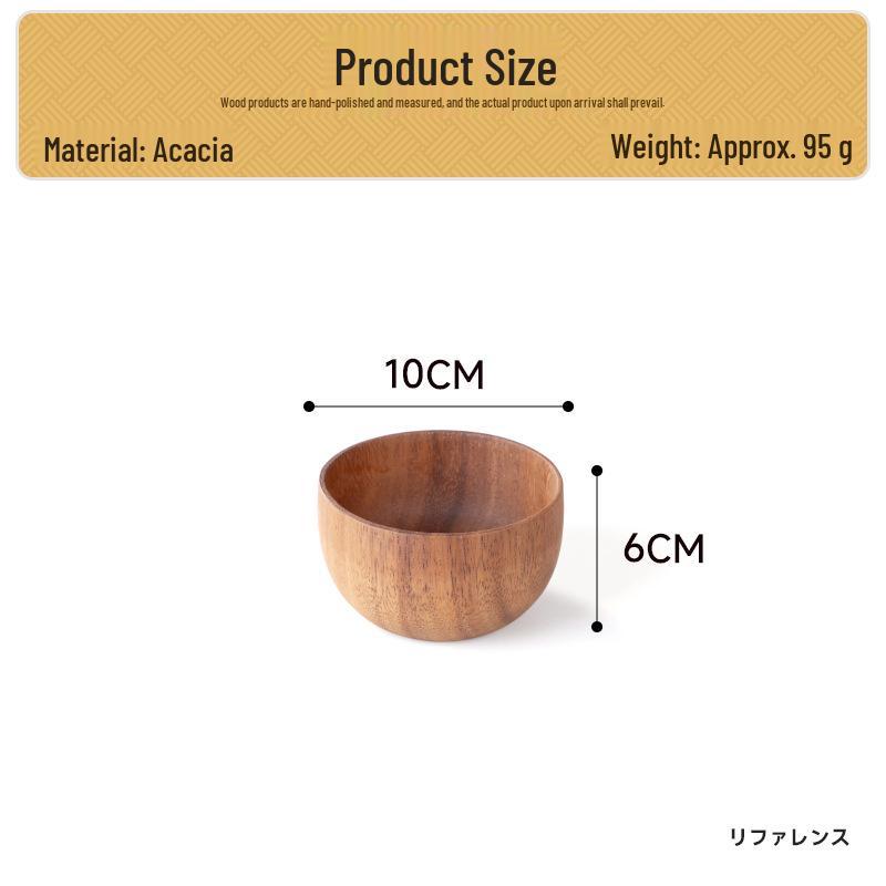 Acacia Wood Salad and Rice Bowl - Large Round Wooden Basin Tableware