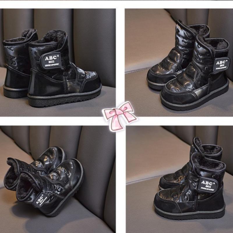 Children's Mid-cut Warm Cotton Shoes Winter Fashion Thickened Cotton Boots Girls Waterproof Printed Casual Shoes Anti-slip Snow Boots