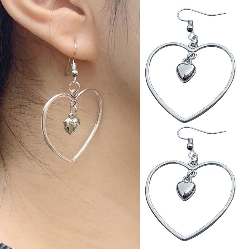 Stylish Earrings Hollow Heart Drop Earrings Ear Jewelry Alloy Material Dangle Earrings Perfect for Various Occasion