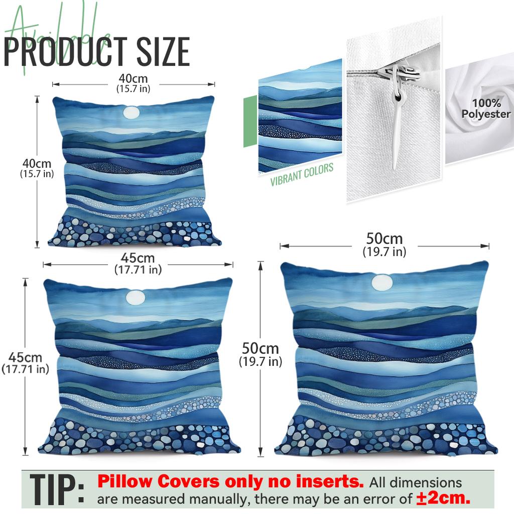 4pcs setblue and white waves Cushions Pillowcase Polyester Cushion Cover Throw Pillow Pillowcover Home Car Sofa Decor