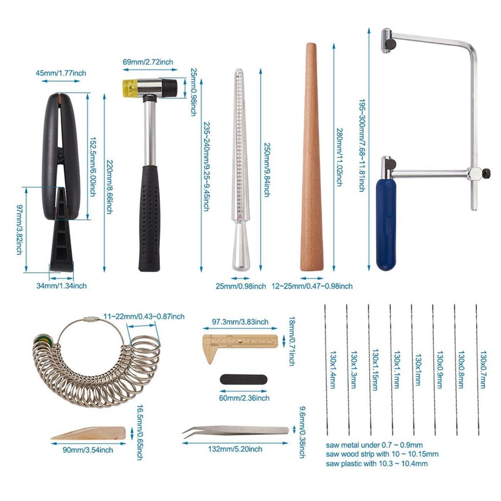 Jewelry Making Tool Jewelers Measuring Stick Mandrel Ring Sizer Gauge Set