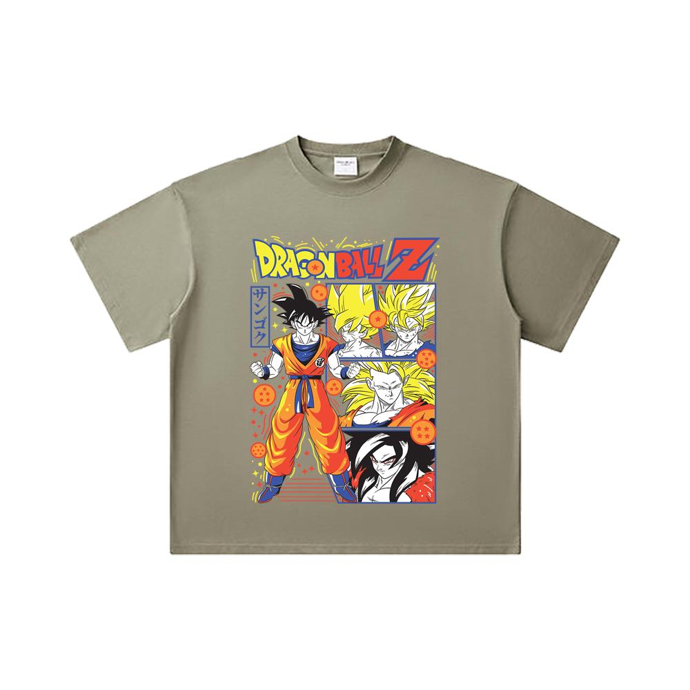 260 GSM Double Yarn 32 Count 100% Cotton Dragon Ball V56 Goku Print Unisex Heavy Cotton T Shirt