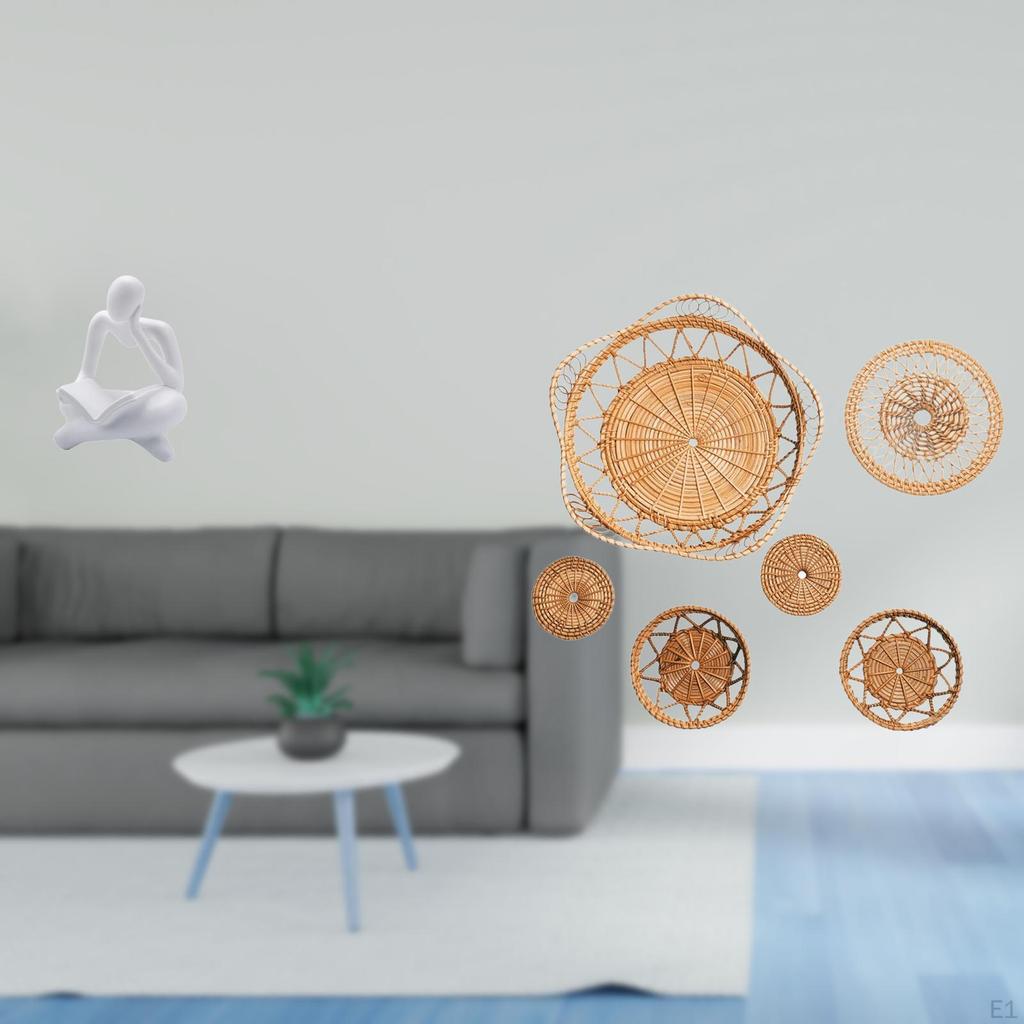 Contemporary Abstract Thinker Sculpture And Unique Rattan Woven Wall Art for Living Room Office