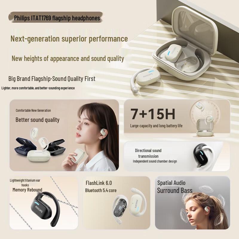Philips TAT1769 True Wireless Open-Ear Hook Headphones
