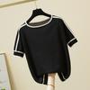 Summer Short Sleeve Tops Casual Thin Knitted T-Shirt Elegant Woman Clothes Striped Fashion Tee Shirt Femme