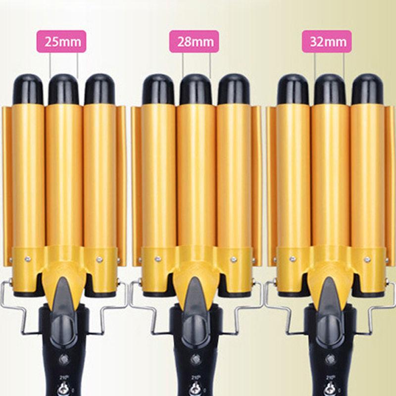 Hair Curler Triple Barrel EU Plug Digital Curling Iron Perm Splint Big Wave
