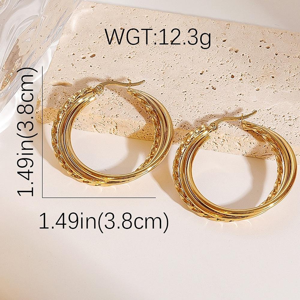 

Statement Large Geometric Hoop Earrings Party Piercing Accessories Simple Stainless Steel Round Circle Earrings Women Zircon