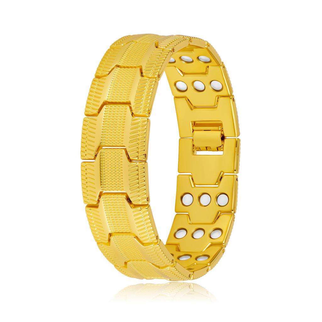 Cross Border Square Wide Version Magnetic Bracelet Men's Zinc Alloy Electroplating Suction Handmade Jewelry