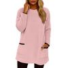 Women's Fashionable Solid Color Round Neck Long Sleeved Warm Plush Casual Top
