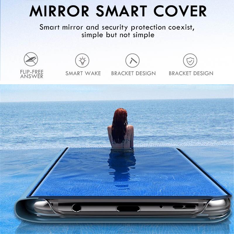Custodia Flip Smart Mirror di lusso per Xiaomi Redmi Note 11 10 9 9s 8 8T 10s 11T Pro Max Plus 9A 9C Mi 9T Lite Poco X3 5G Cover Coque