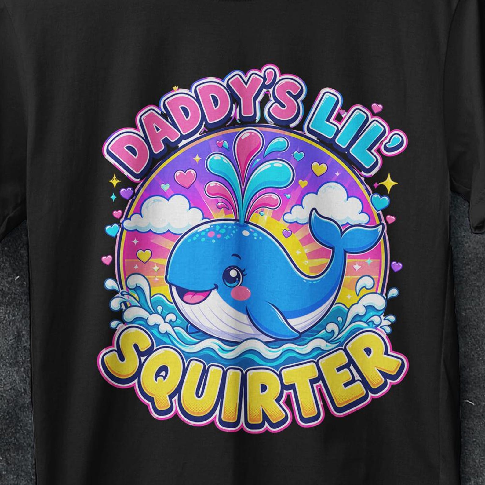 Inappropriate Funny Daddy s Lil Squirter Embarrassing Women T-Shirt, Bold Humor, Humorous Shirt for Adults, Embarrassing Funny Quote Tee 2XL