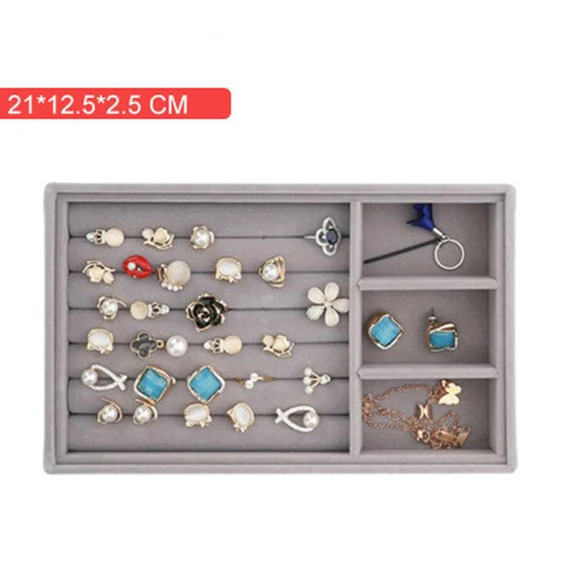 Jewelry Organizer Velvet Jewelry Storage Tray Display Holder Ring Bracelet Necklace Storage Box Showcase Drawer Organizer Trays