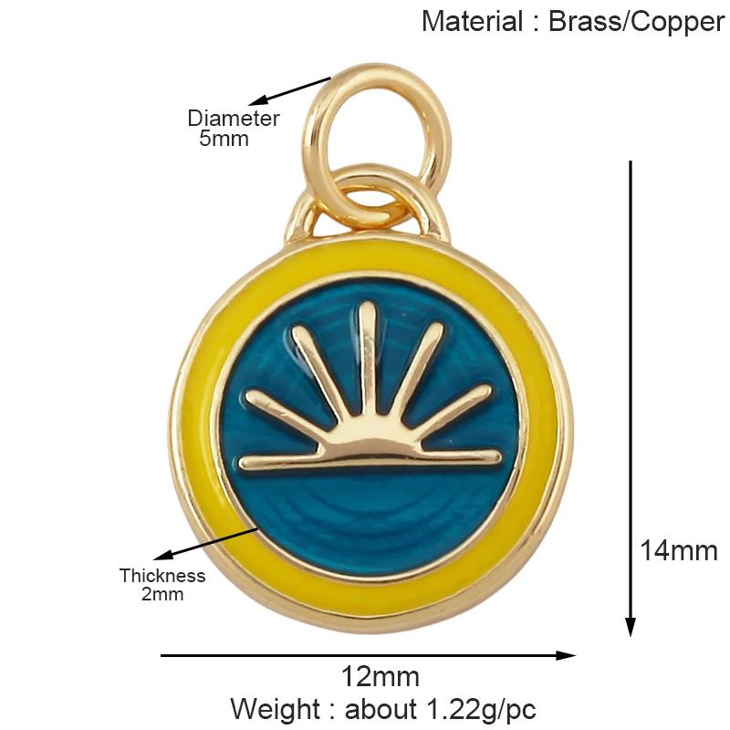 Trendy Colorful Enamel Geometry Charm Pendant,Real 18k Gold Plated Zircon Necklace Bracelet Jewelry Findings Supplies S43