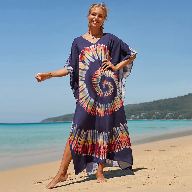 Summer Women's Plus Size Printed Beach Cover Up Holiday Sun Shirt Bikini Outer Shirt