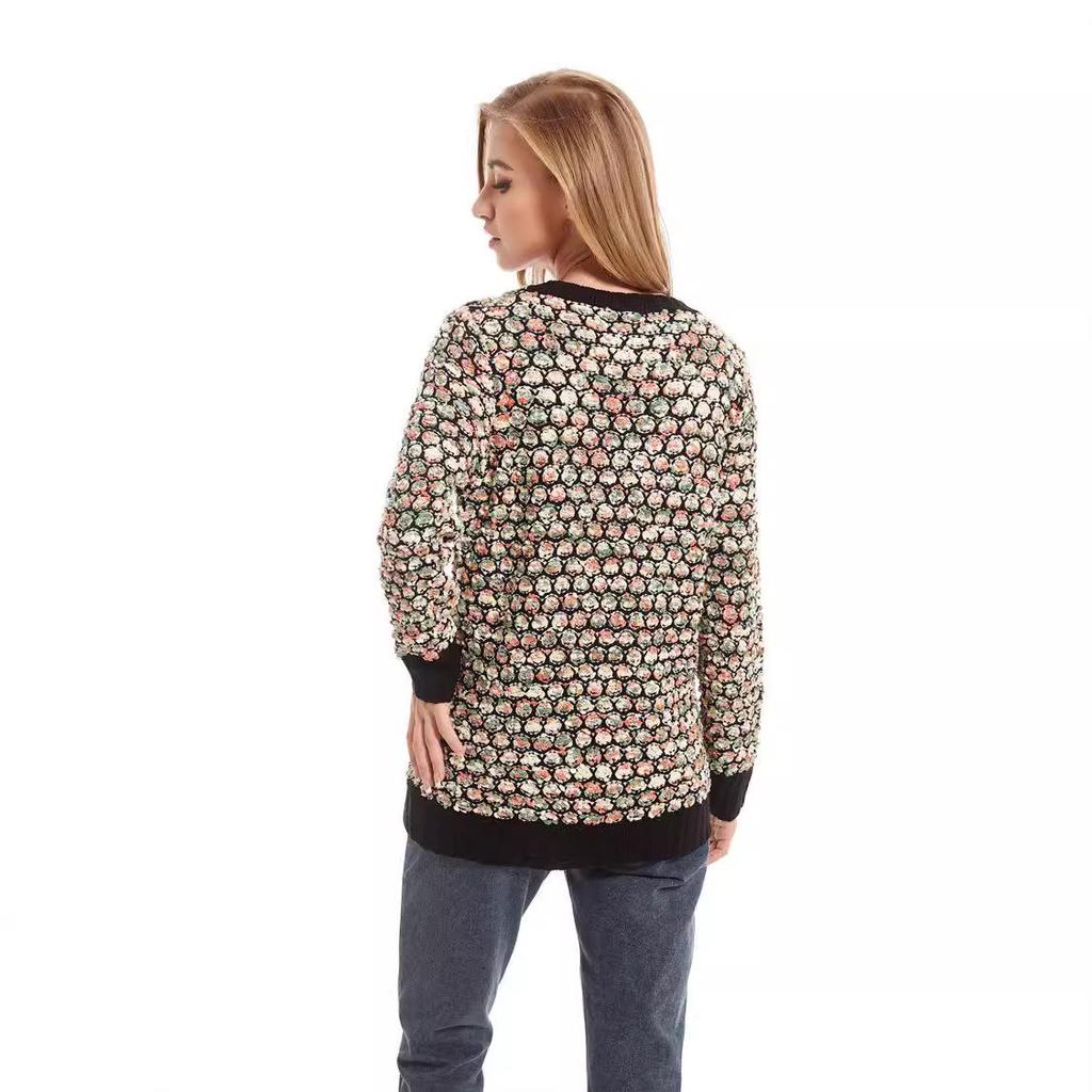Women's 3D Pattern Sweater: Autumn/Winter European & American Style Casual Pullover, Round Neck Top