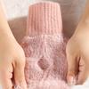 1 Pair Winter Ladies Gloves Half-finger Thick Plush Knitted Stretchy Touchscreen Wrist Protection Keep Warm Office Typing Student Writing Gloves