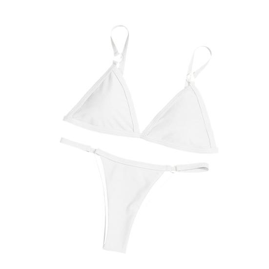 Sexy Women Summer Bikini Set Swimmer Solid Color Push Up Bra Briefs G-string