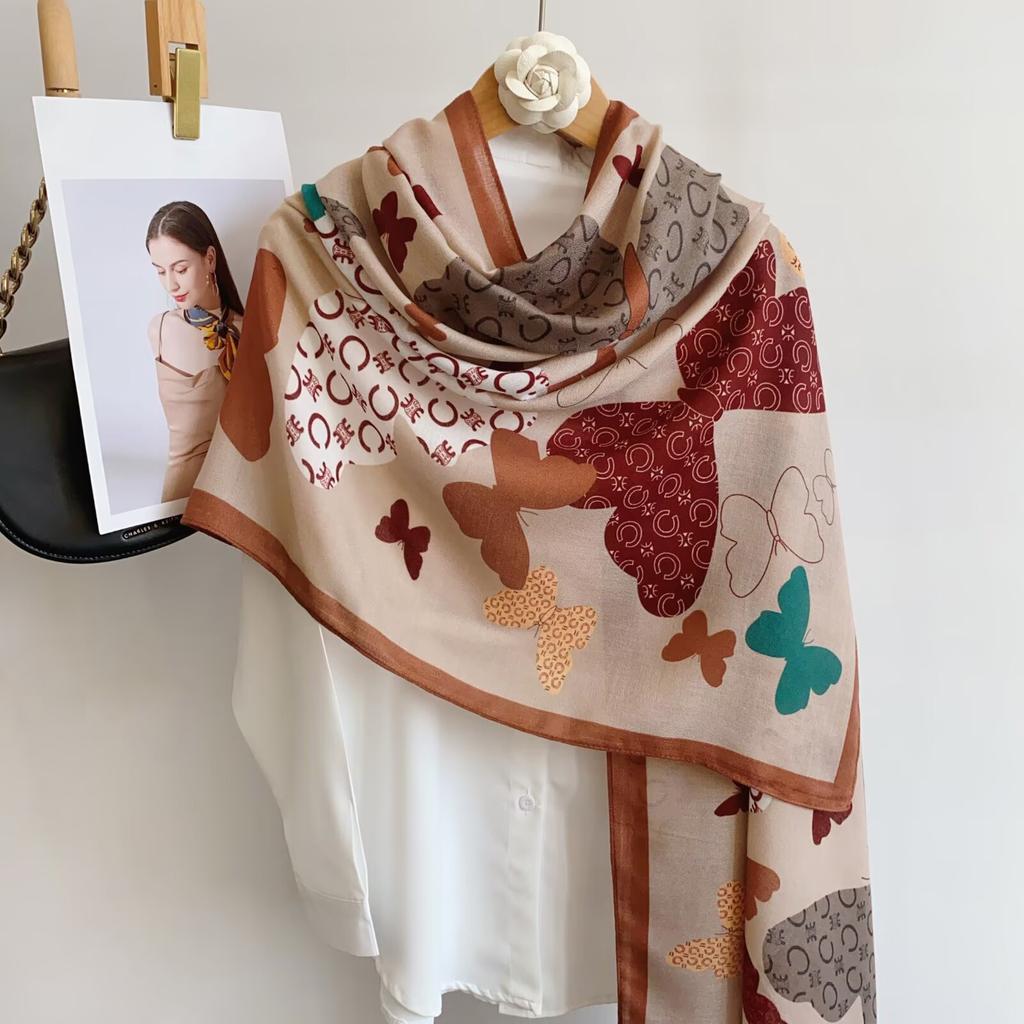 Korean Version Spring and Summer New Cotton and Linen Yarn Thin Silky Shawl Travel Sun Protection Beach Towel Women's Scarf Silk Scarf