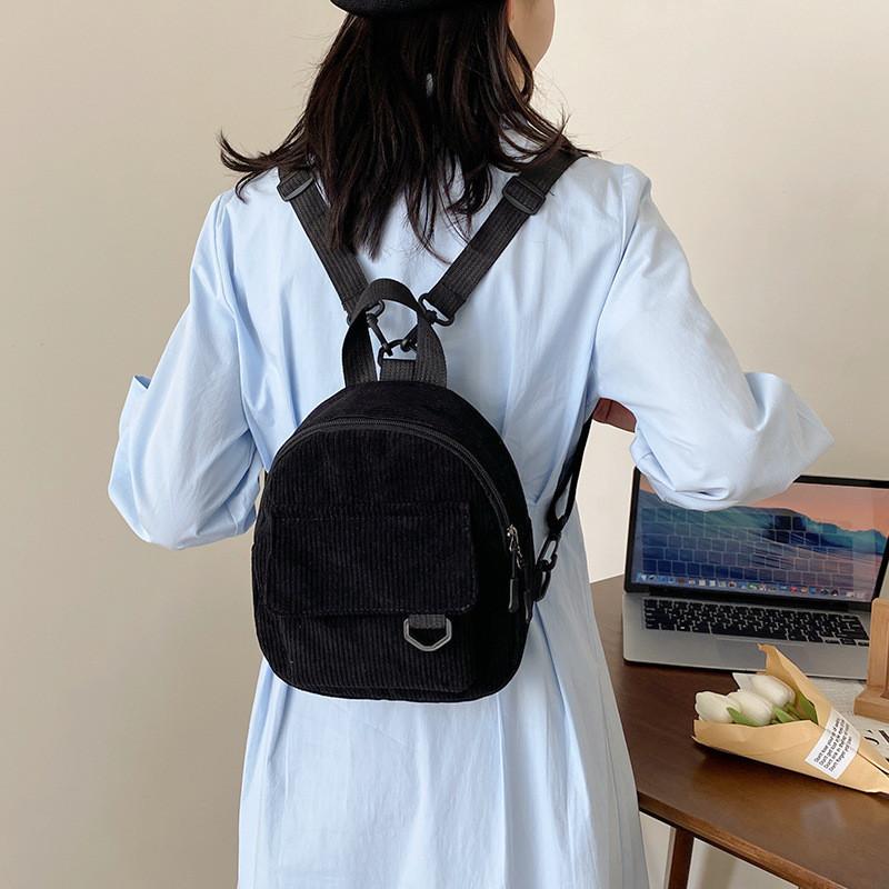 2023 New Velvet Women's Bag Korean Trendy Soft Sister Shopping Backpack Simple Solid Color Student Backpack For Girls Green)