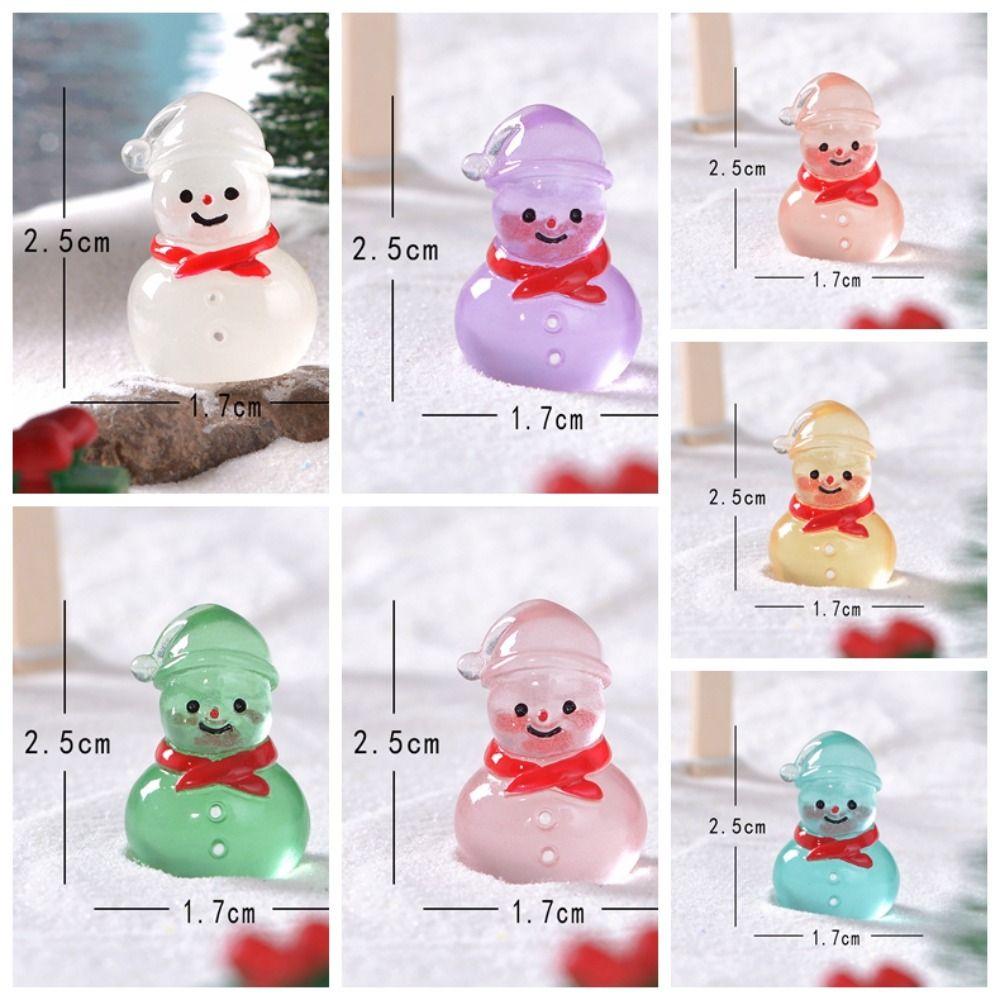 Cartoon Mini Snowman Ornament Glow in Dark Luminous Snowman Statue  Micro Landscape Ornaments