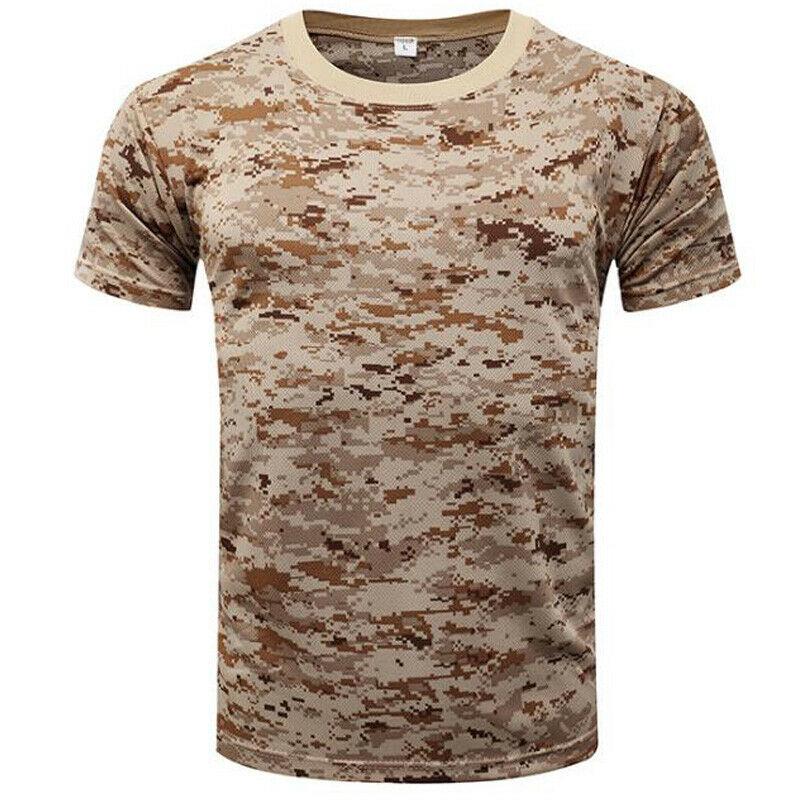 Men's 3D Printed Short Sleeve Military Camouflage T-shirt Casual Round Neck Camouflage Top Street Fashion