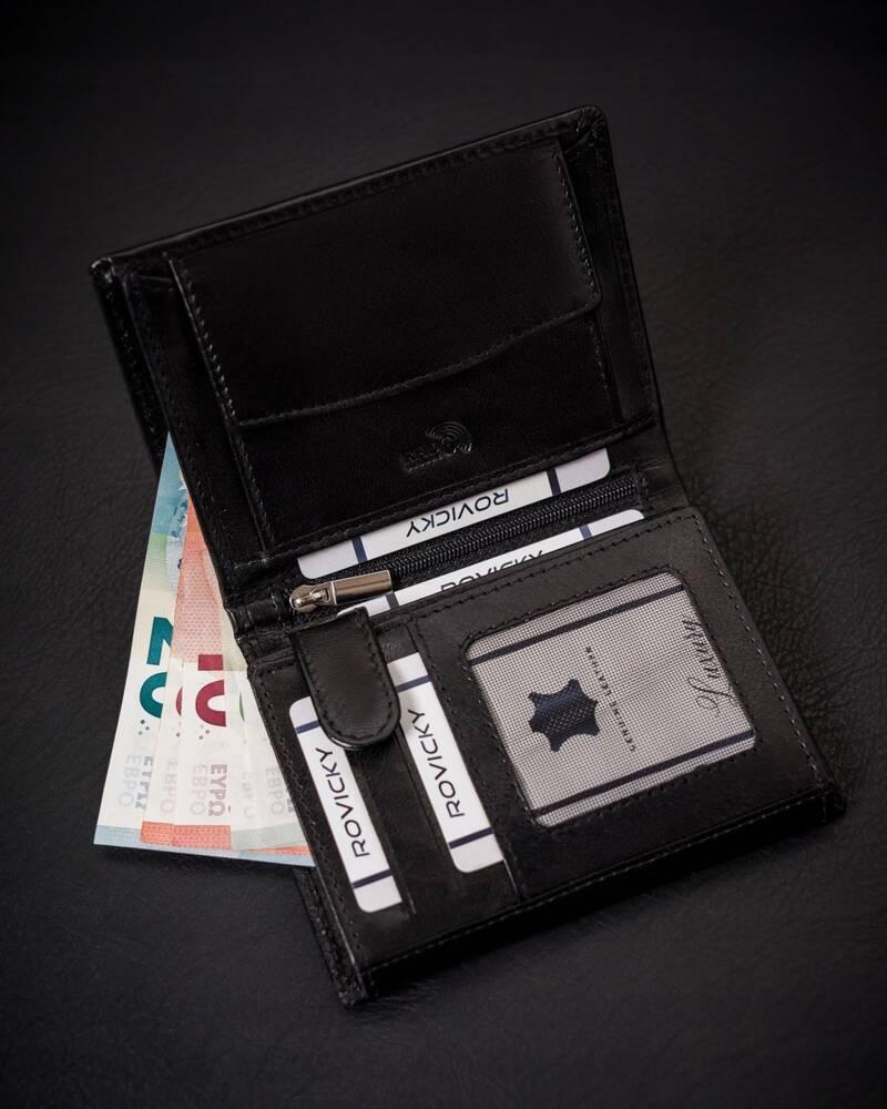 Men's leather wallet equipped with RFID system - Rovicky
