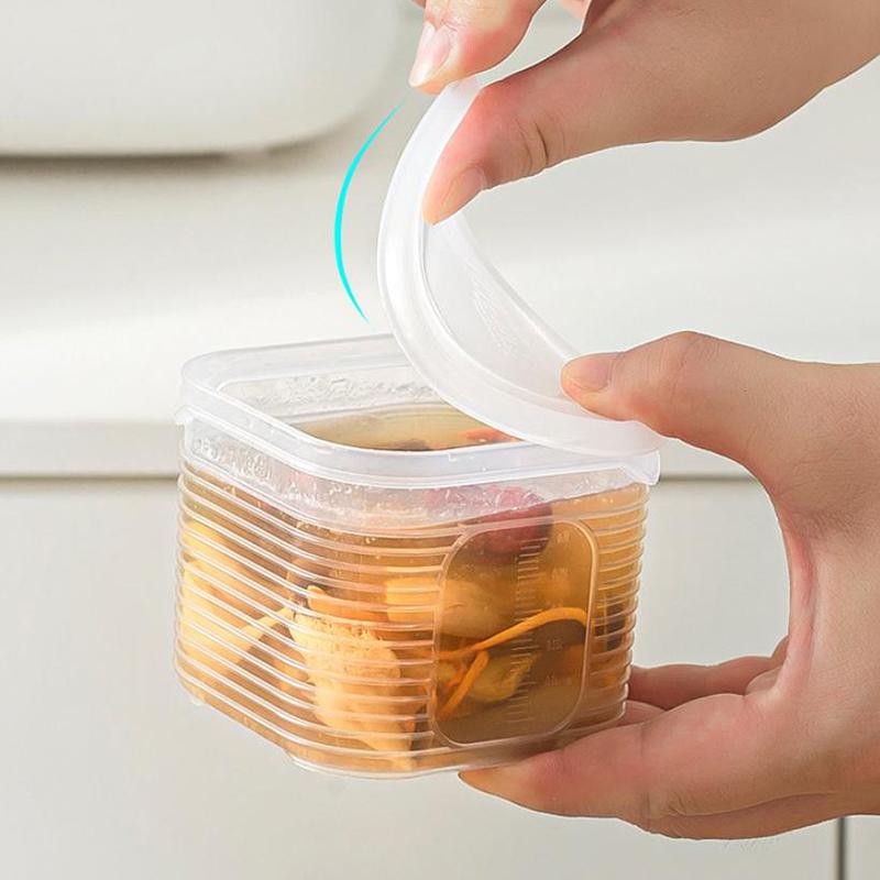 Lebensmittelaufbewahrungsbehälter 6 Fächer Gemüse Obst Frischhaltebox mit Deckel für Kühlschrank Küche Gewürz Aufbewahrungsglas