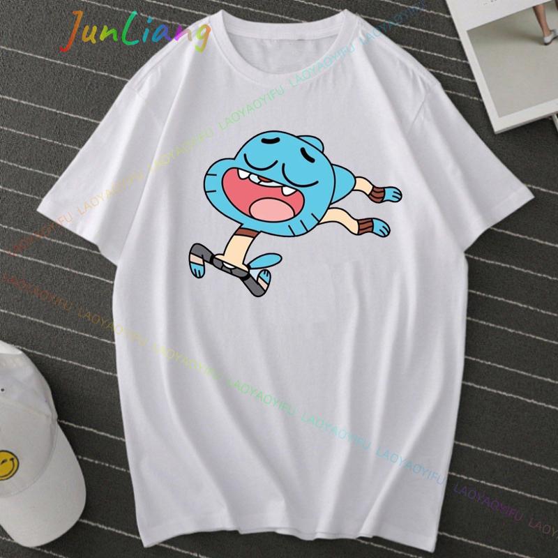 Gumball Und Darwin Cartoon Animation Unisex T-Shirt Y2k Kleidung Kurzarm T-Shirt Lustig