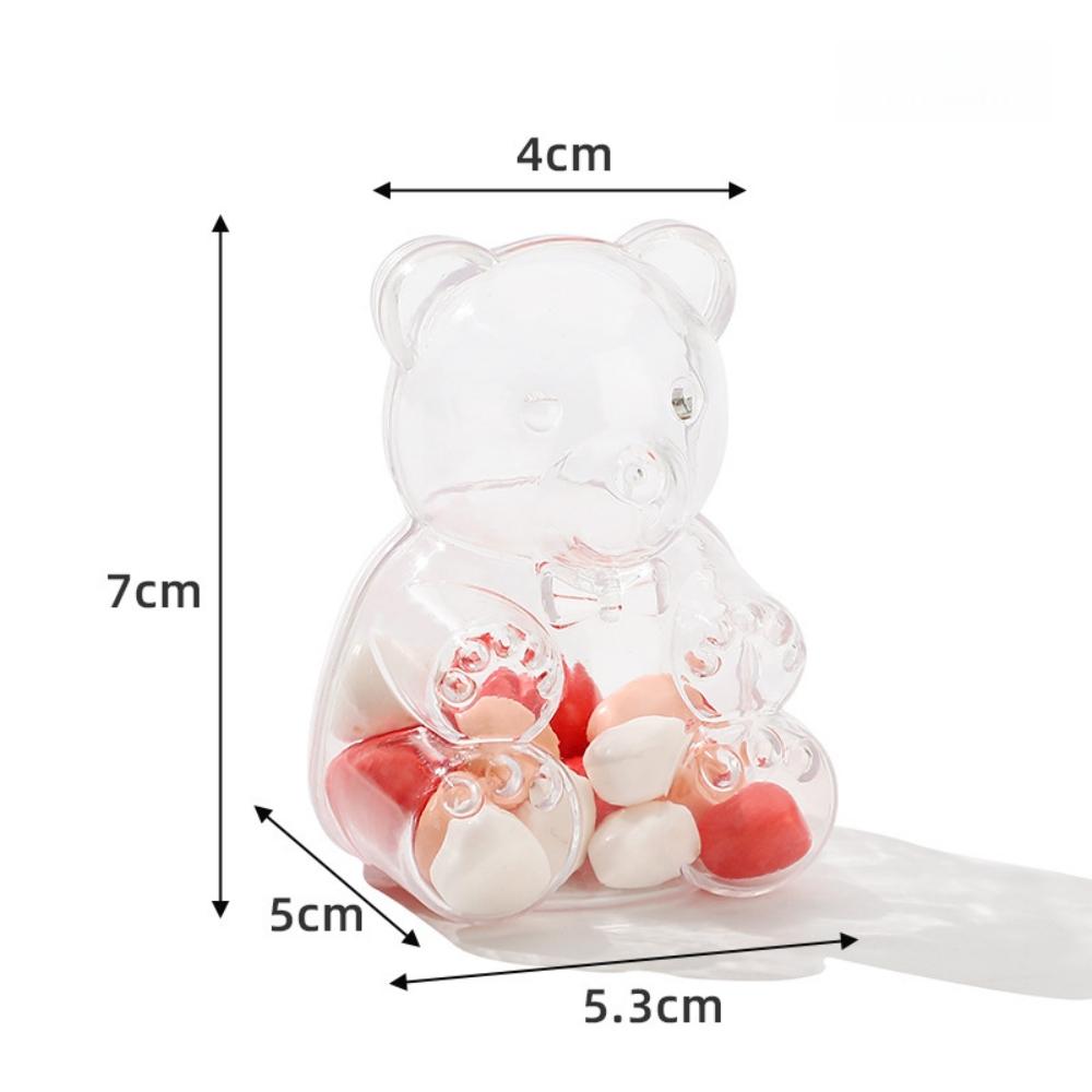 12Pcs Plastic Transparent Bear Tricolor Candy Box for Valentine's Day Wedding Easter New Year Christmas Party Candy Gift Box