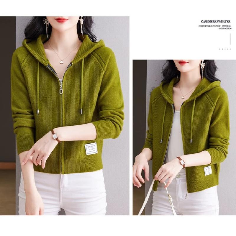 2026 New Knitted Women's Spring and Autumn Hooded Sweatshirt, Fashionable and Unique Sweater Cardigan, Mother's Coat