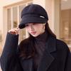 Retro Solid Color Octagonal Hat Autumn and Winter Big Eaves Show the Face Small Peaked Hat Simple Warm Woolen Hat Women's