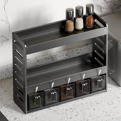 Kitchen Shelf No-Punch Multi-Layer Countertop Wall-Mounted Spice Bottle & Jar Organiser