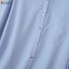 ZANZEA Camicetta casual da donna con colletto rovesciato, tinta unita, ampia, a maniche lunghe