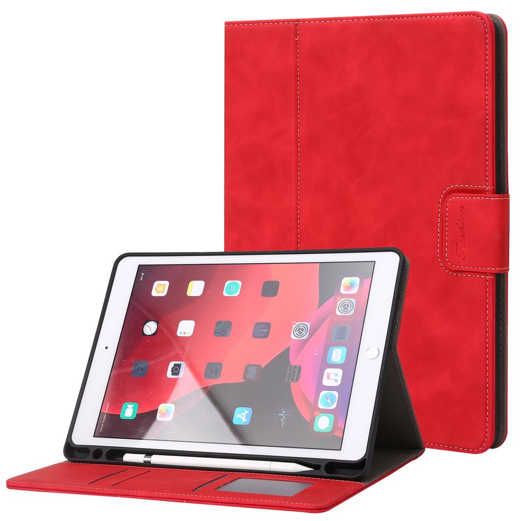 For iPad 10.2 (2021)/(2019)/(2020)/Air 10.5 Inch (2019) Case Wallet Calf Texture Tablet Cover with Pens Slot