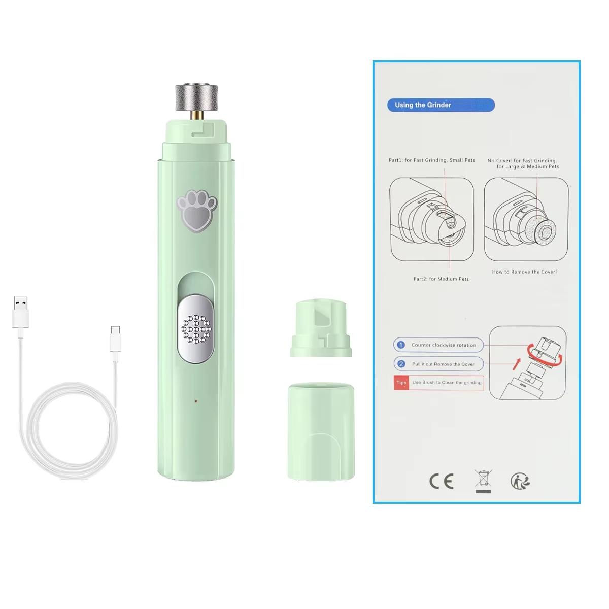 Electric Dog Nail Grinder Pet Nail Clipper Usb Rechargeable Pet Nail Trimmers Painless With Polisher Wheel For Small/large Pets