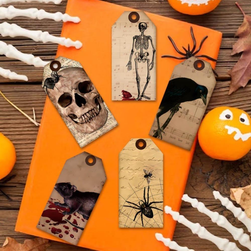 12pcs Vintage Halloween Packing Tags Single Side Pendant Tag Halloween Paper Hanging Tag  Holidays
