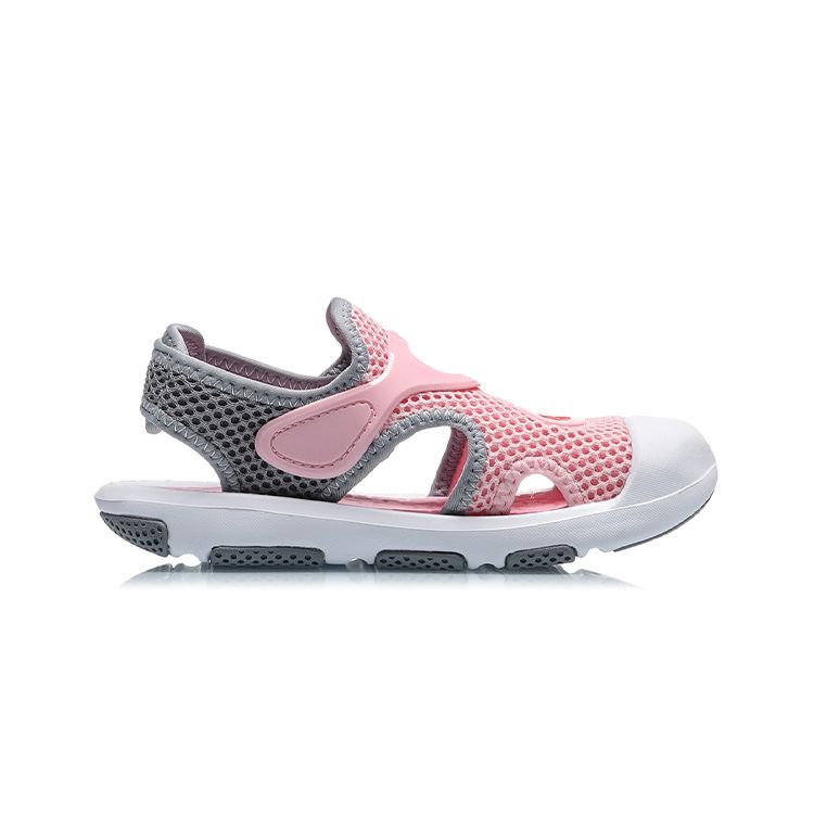 Li Ning Bequeme Rutschfeste Kinder-Sandalen Kinderschuhe Grau Rosa YKKQ008-6
