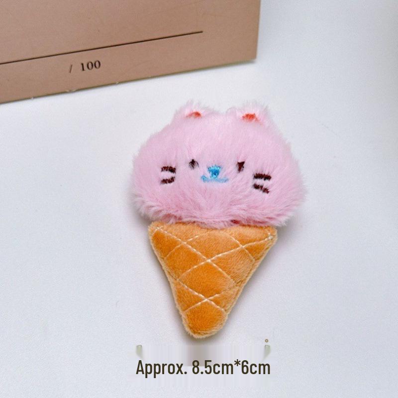Cute Plush Doll Ice Cream Cone Figure: Small Animal Decoration & Bag Accessory