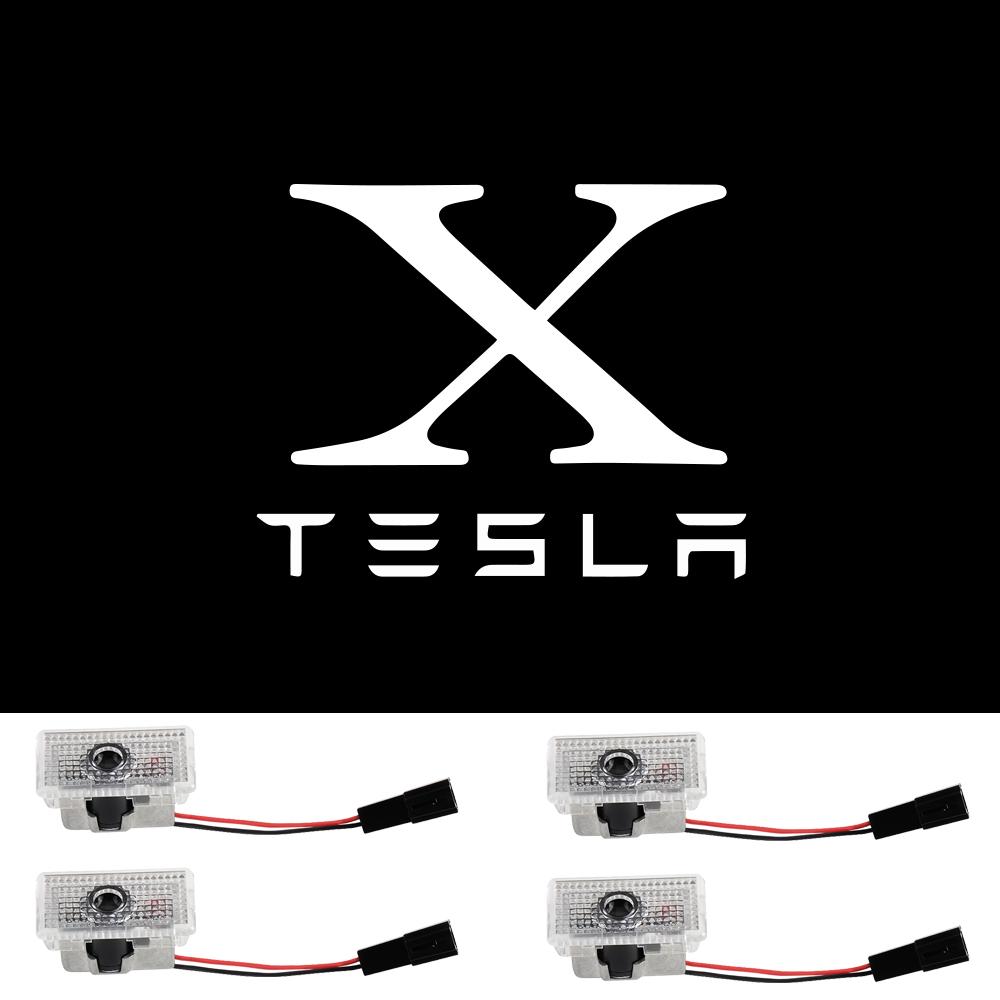 

4pcs/set For Tesla Model Y 3 S X Car Door LED Logo Projector puddle lights HD Welcome Light 3D Laser Ghost Shadow Light Model 3