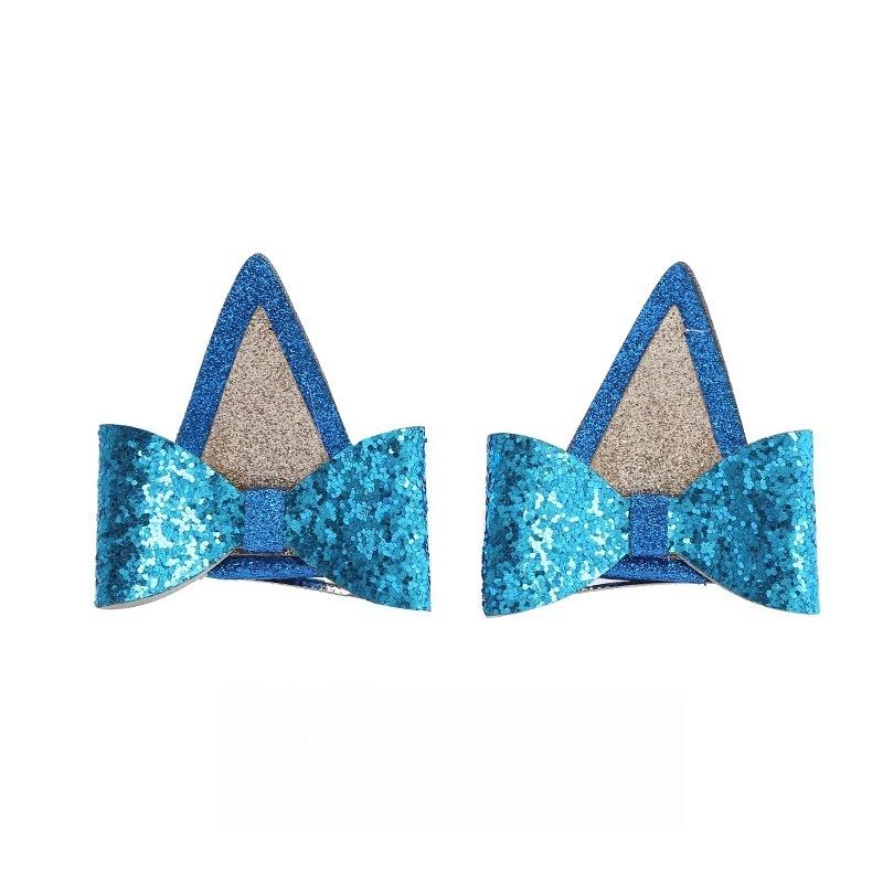 1 Pair children hairpin new beautiful shiny cat ear bow festival princess party headwear girls children hair accessories
