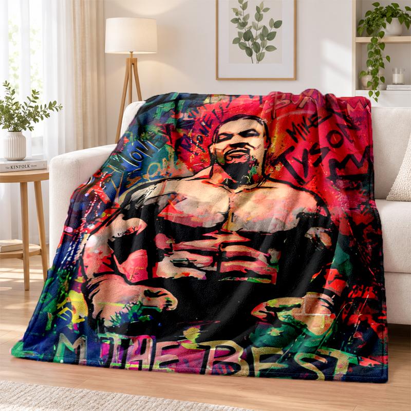 Mike Tyson Flannel Throw Blanket Soft Warm Cozy For Sofa Bed Indoor Home Bedroom Use